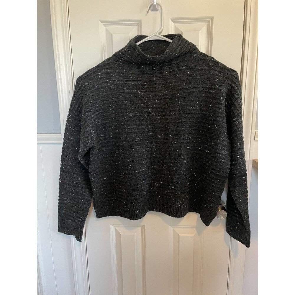 Madewell Sweater Womens XXL Black Belmont Donegal Mock Neck Wool Blend Nylon